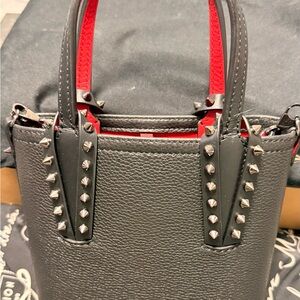 Stylish Black and Red Studded Tote Bag